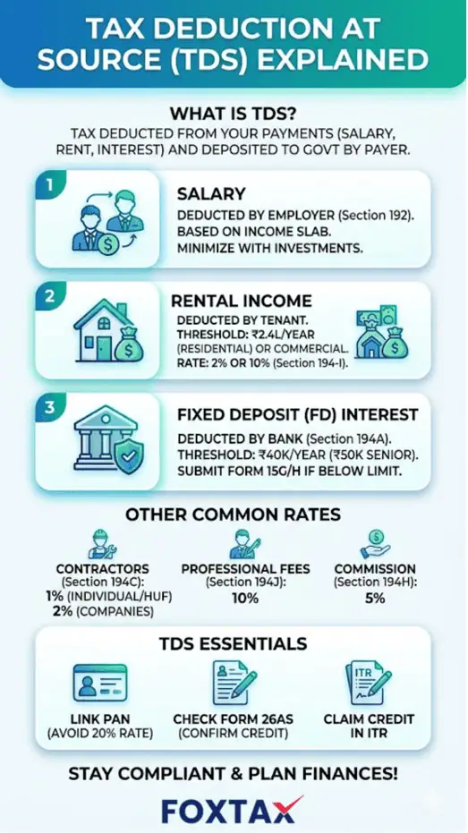 Infographic explaining tax deduction at source
